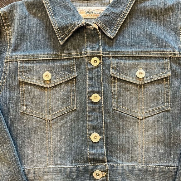 No Fuze USA Vintage Early 2000’s Womans Denim Crop Top Jacket With Glitter Sz M - Picture 7 of 7